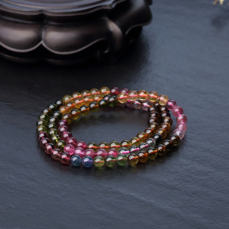 巴西彩虹碧玺多圈手串-红掌柜