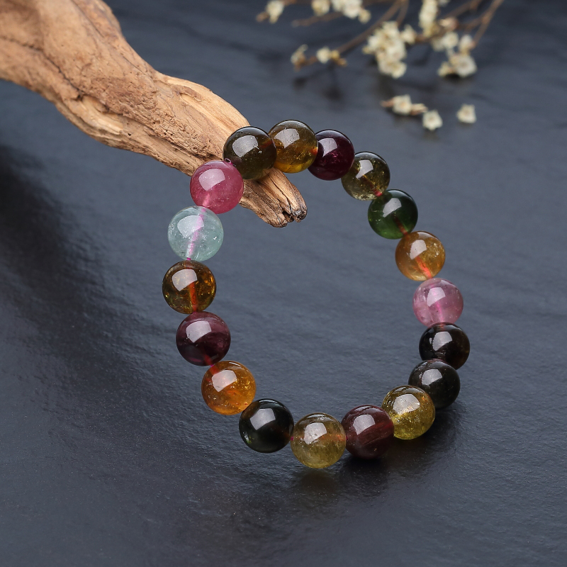 巴西彩虹碧玺单圈手串-红掌柜