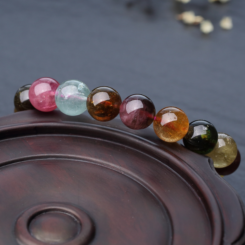 天然彩虹碧玺手串-红掌柜