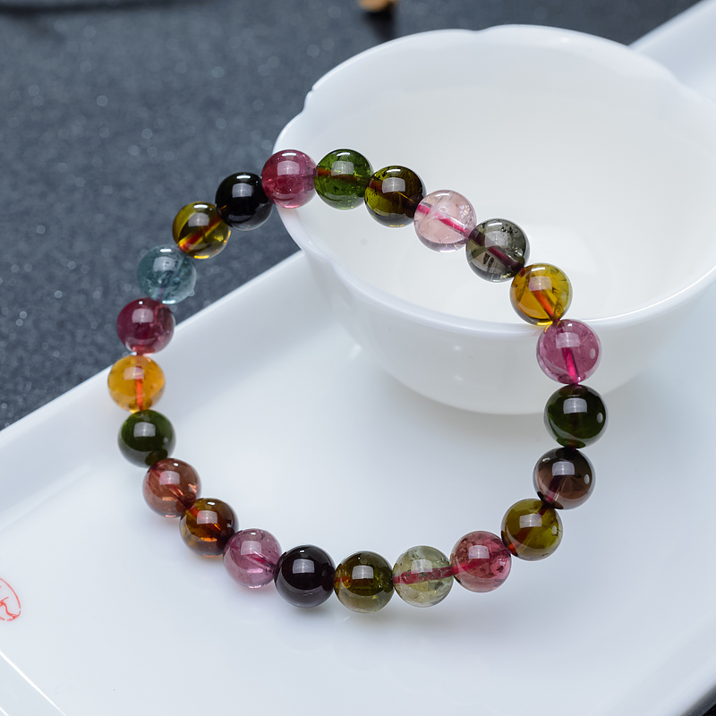 8.5mm碧玺单圈手串-红掌柜