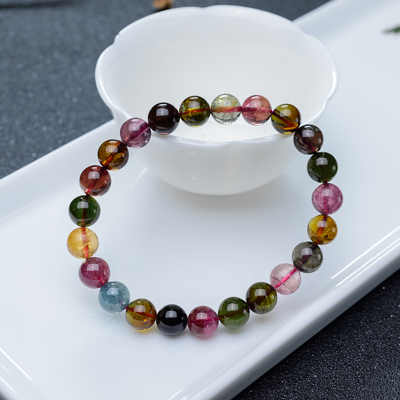 8.5mm彩虹碧玺单圈手串-红掌柜