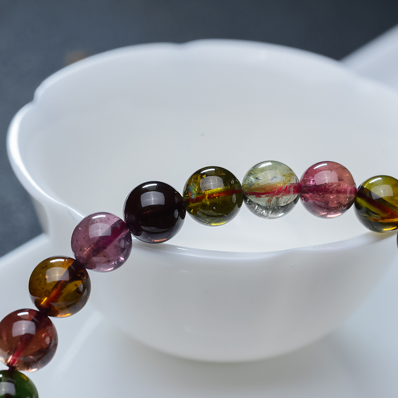 8.5mm彩虹碧玺手串-红掌柜