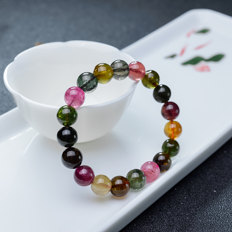 10mm碧玺单圈手串-红掌柜