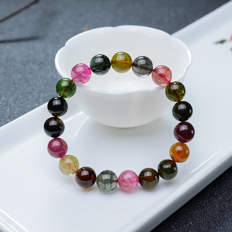 10mm彩虹碧玺手串-红掌柜