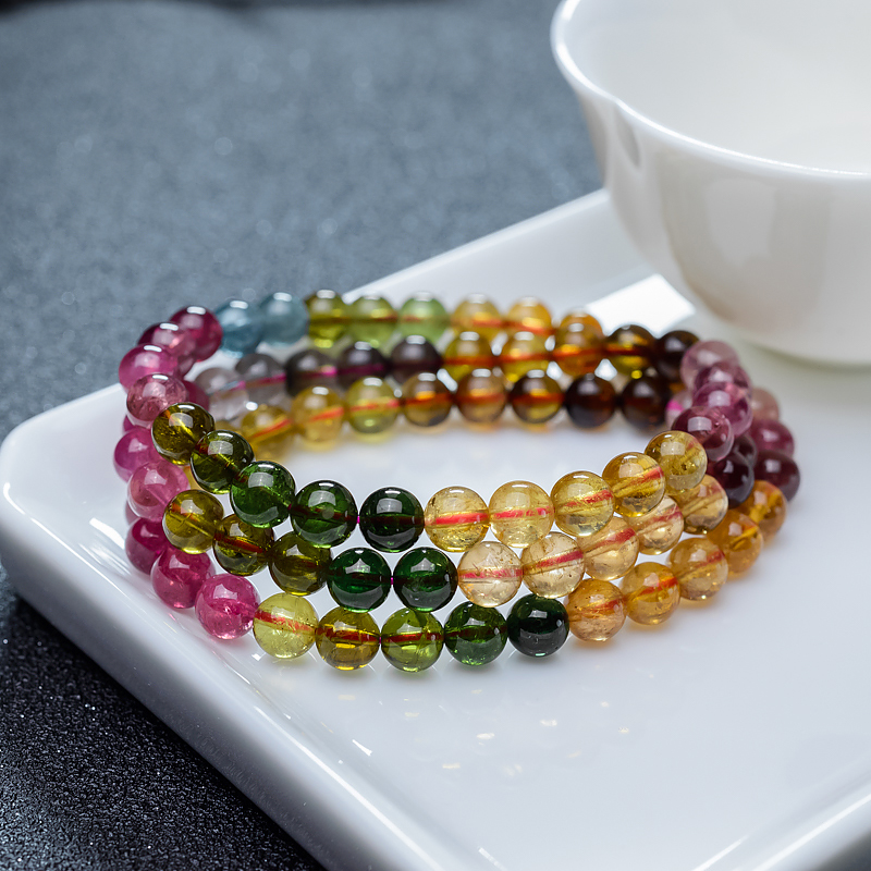 6.5mm彩虹碧玺手串-红掌柜