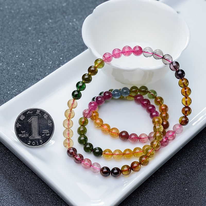 彩虹碧玺手串-红掌柜