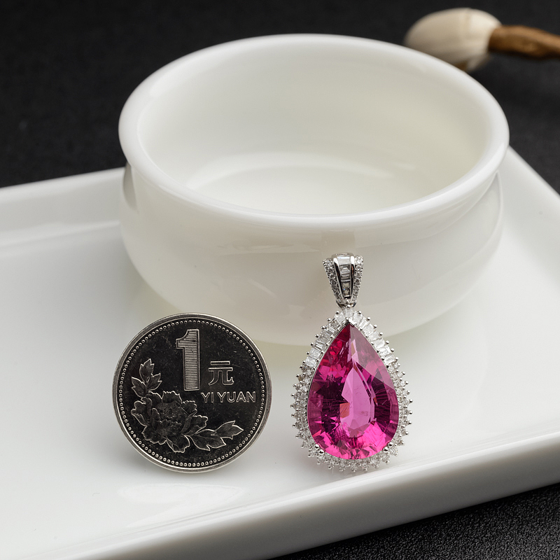 巴西碧玺吊坠-红掌柜