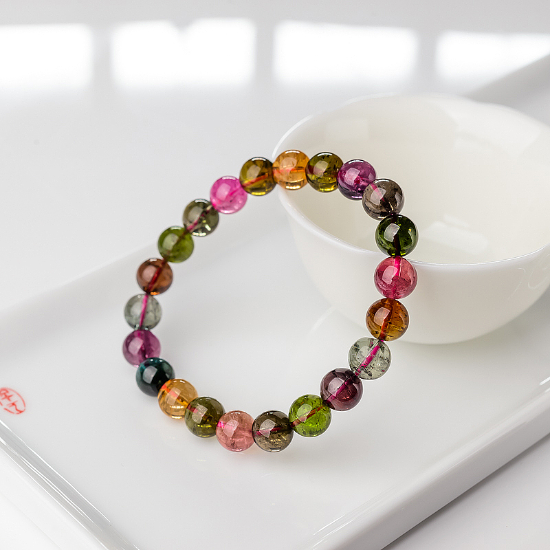 8.5mm彩虹碧玺单圈手串-红掌柜