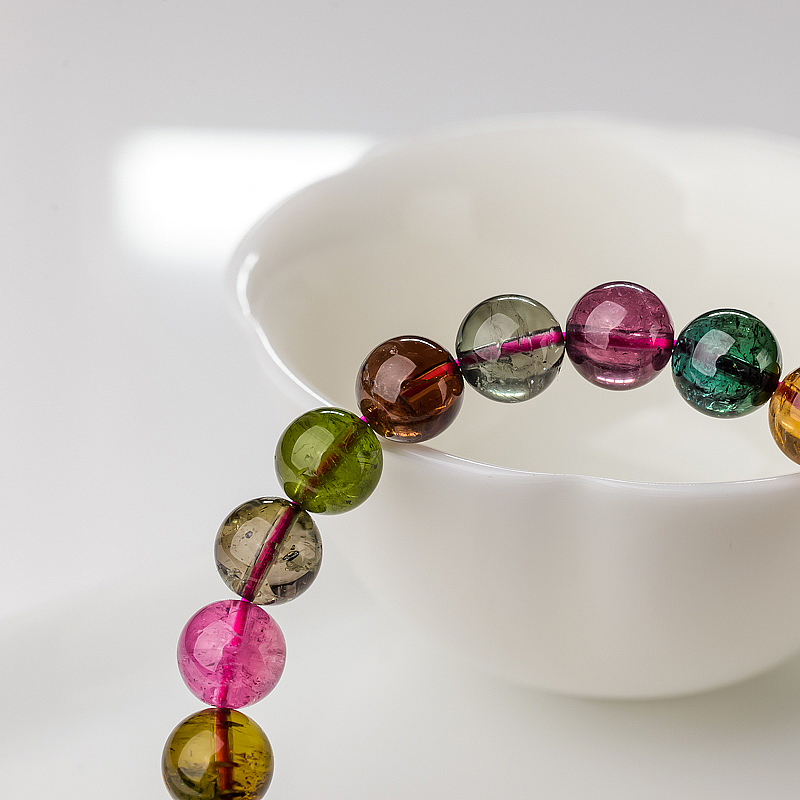 彩虹碧玺单圈手串-红掌柜