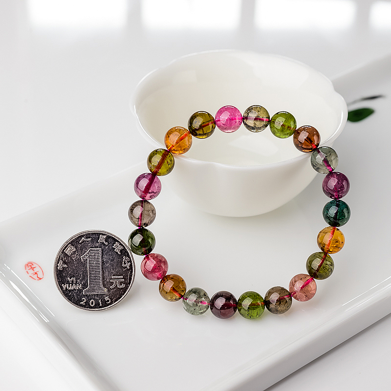 彩虹碧玺手串-红掌柜