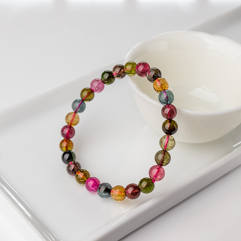 彩虹碧玺单圈手串-红掌柜