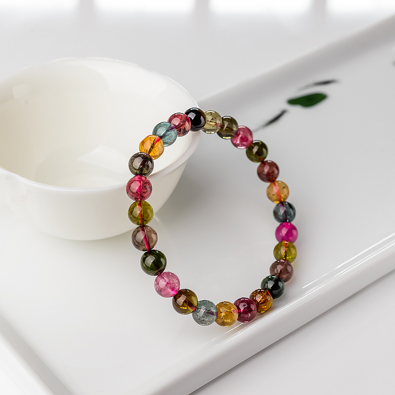 7.5mm碧玺单圈手串-红掌柜