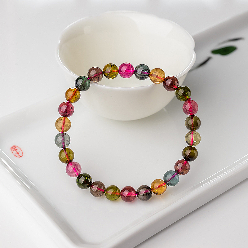 7.5mm彩虹碧玺手串-红掌柜