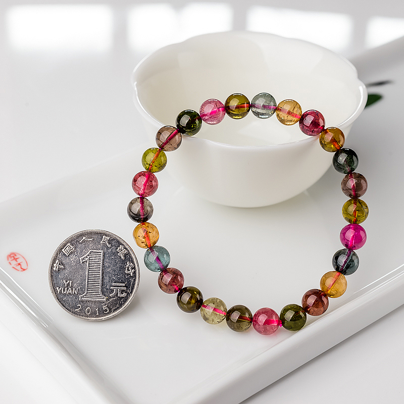 彩虹碧玺手串-红掌柜