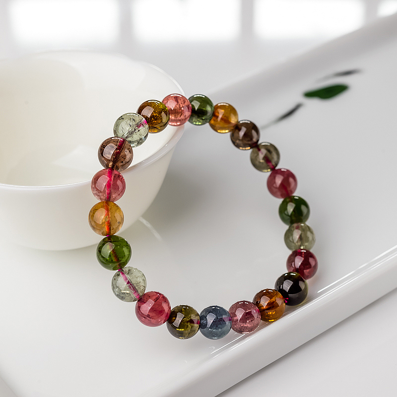 8.5mm彩虹碧玺手串-红掌柜