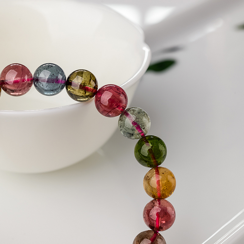 彩虹碧玺单圈手串-红掌柜