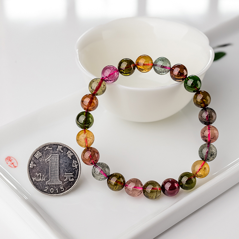 彩虹碧玺手串-红掌柜