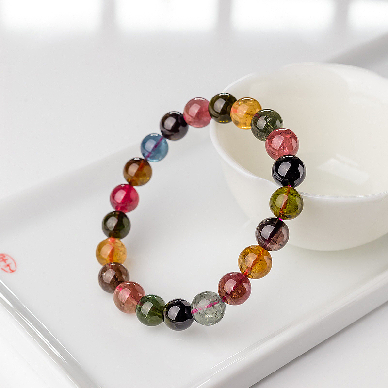 彩虹碧玺单圈手串-红掌柜