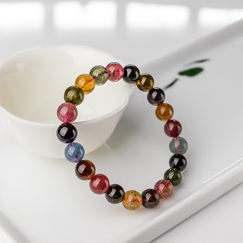 9mm碧玺单圈手串-红掌柜