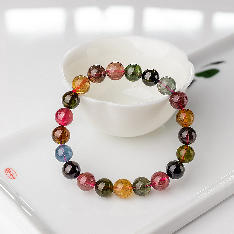 9mm彩虹碧玺单圈手串-红掌柜