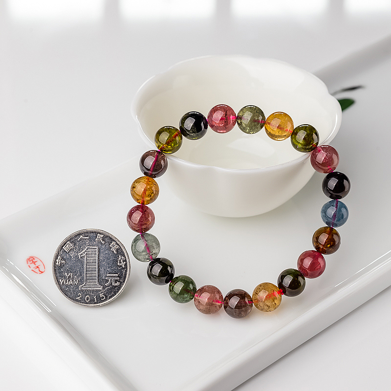 彩虹碧玺手串-红掌柜