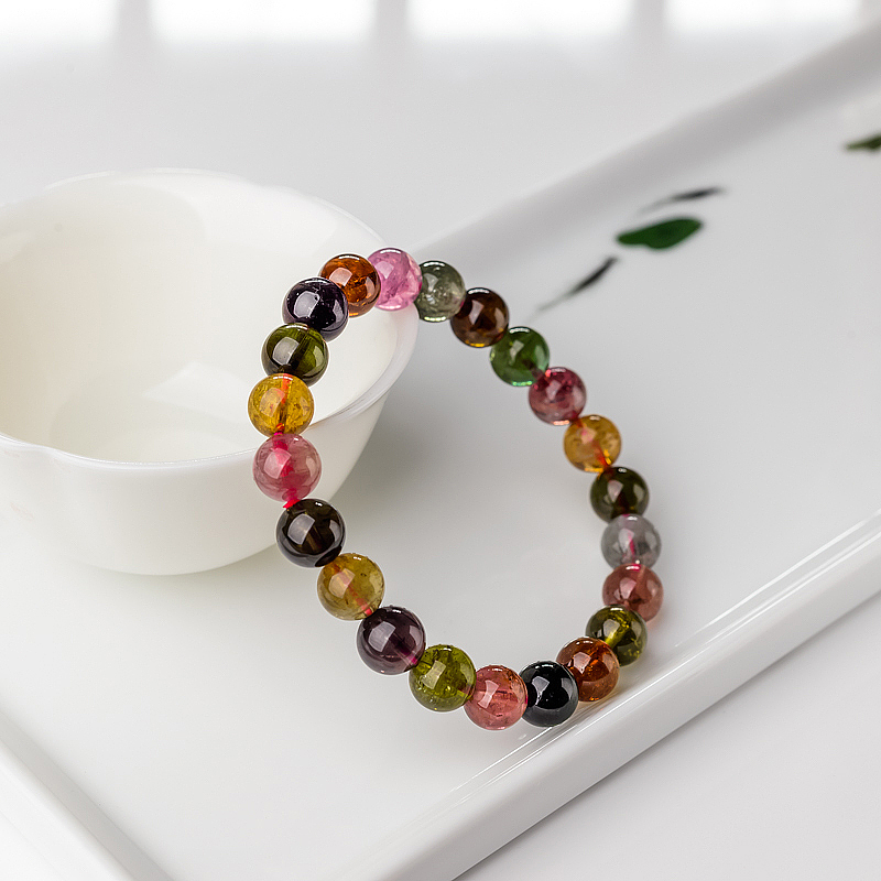 8.5mm彩虹碧玺手串-红掌柜