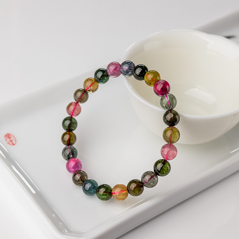 8mm碧玺单圈手串-红掌柜