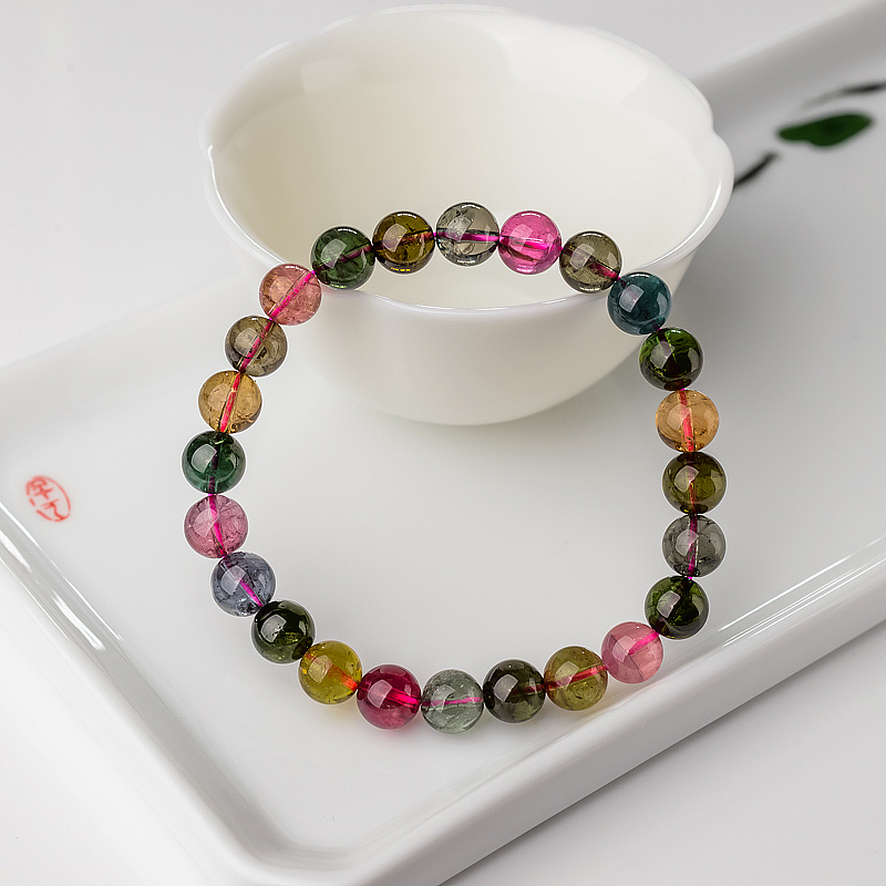 8mm彩虹碧玺单圈手串-红掌柜