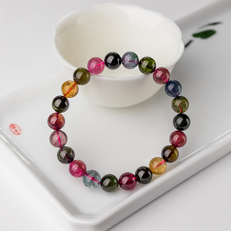 8.5mm彩虹碧玺单圈手串-红掌柜