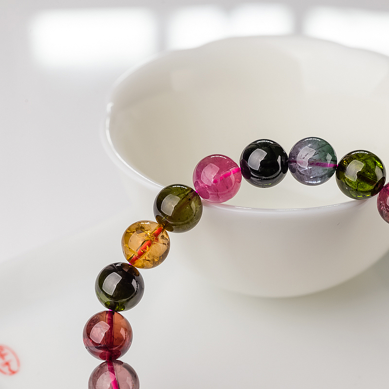 彩虹碧玺单圈手串-红掌柜