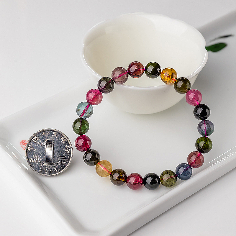 彩虹碧玺手串-红掌柜