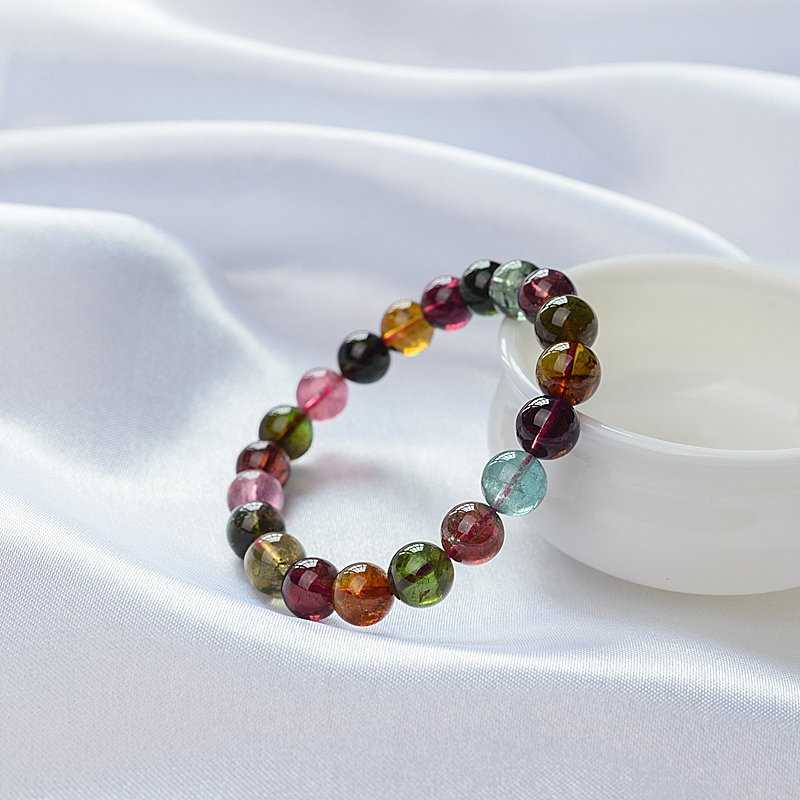 9mm天然碧玺手串-红掌柜