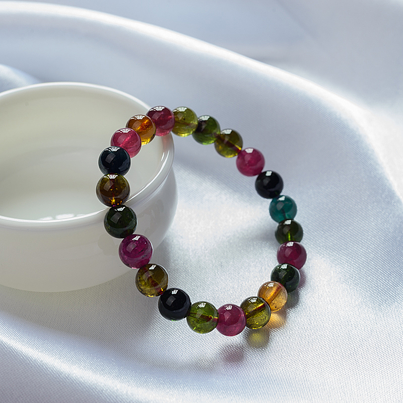 8mm天然碧玺手串-红掌柜