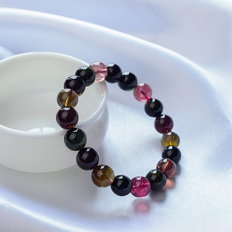 10mm天然碧玺手串-红掌柜