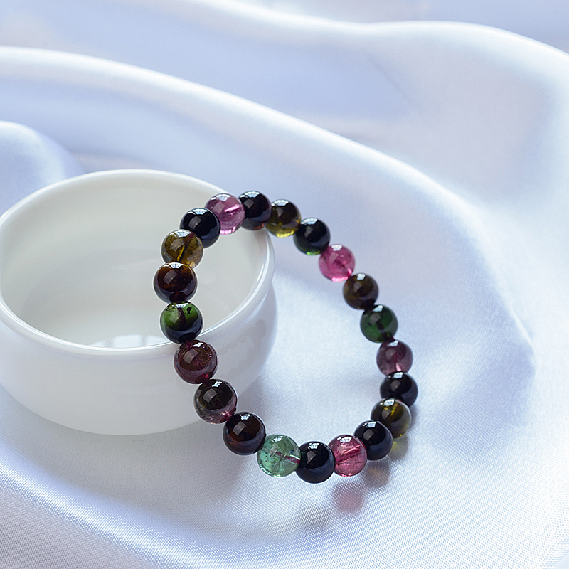 9mm天然碧玺手串-红掌柜