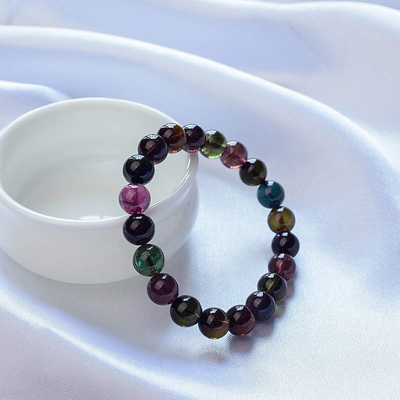 9mm天然碧玺手串-红掌柜