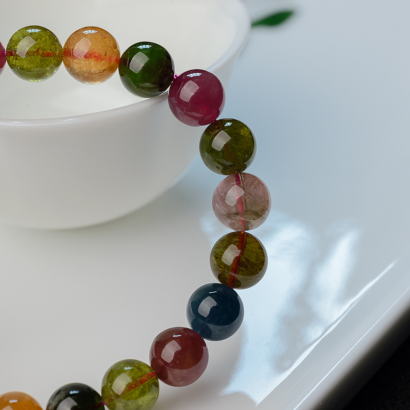 9mm巴西天然碧玺手串-红掌柜