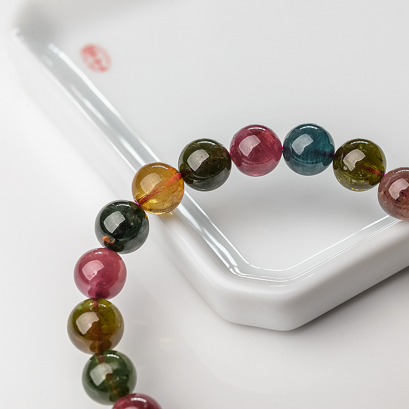 彩虹碧玺单圈手串-红掌柜