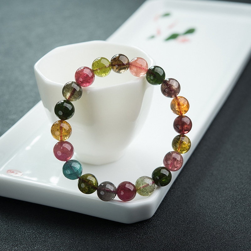 9.5mm碧玺单圈手串-红掌柜