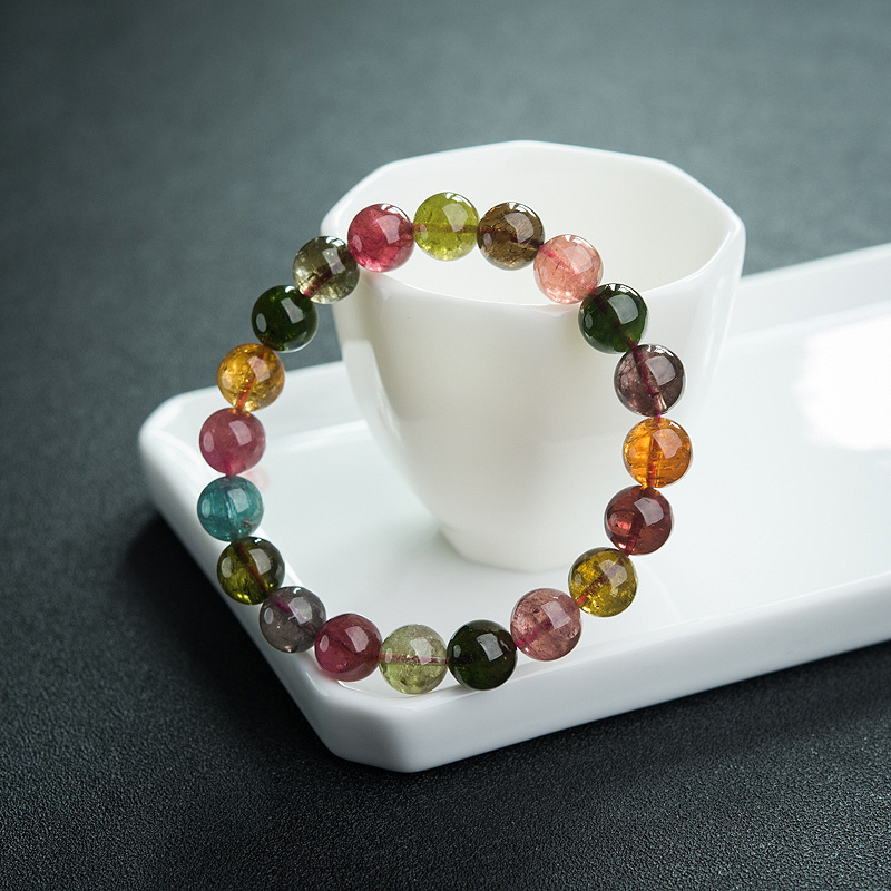 9.5mm彩虹碧玺手串-红掌柜