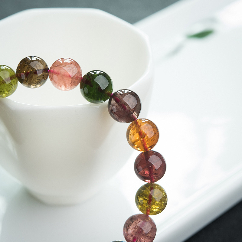 彩虹碧玺单圈手串-红掌柜