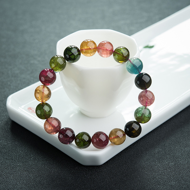 11.5mm彩虹碧玺单圈手串-红掌柜