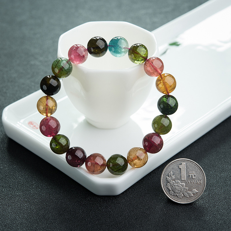 彩虹碧玺手串-红掌柜