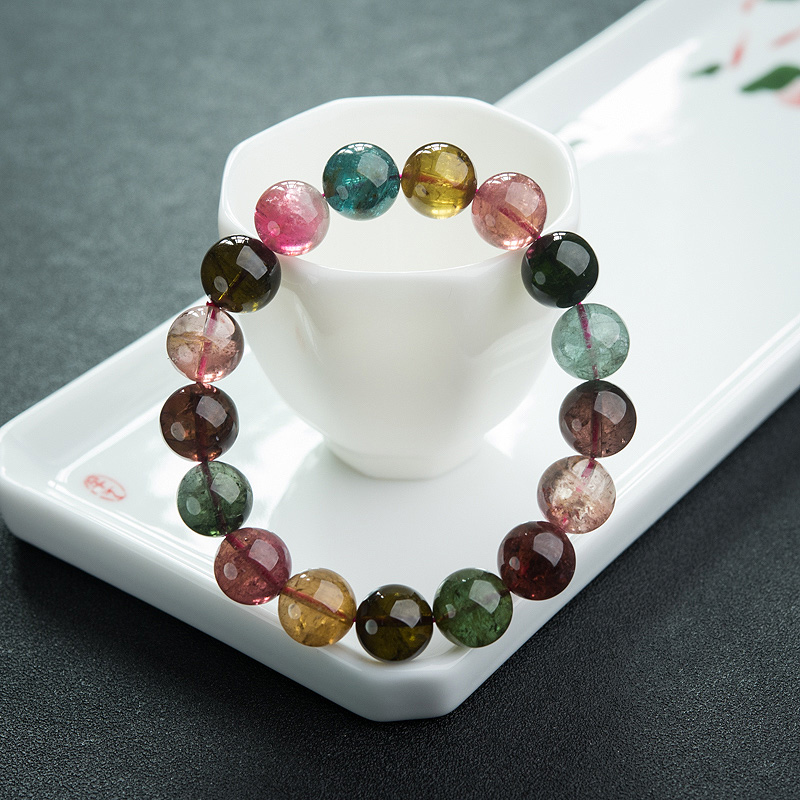 12mm彩虹碧玺单圈手串-红掌柜