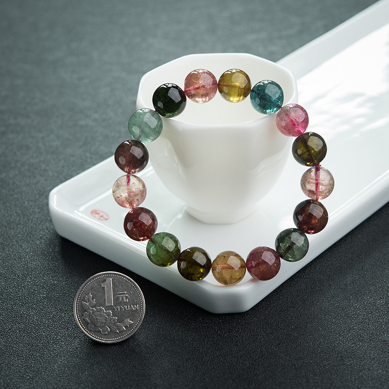 彩虹碧玺手串-红掌柜