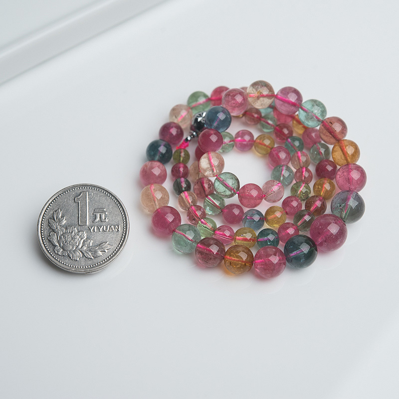 巴西天然彩虹碧玺项链-红掌柜