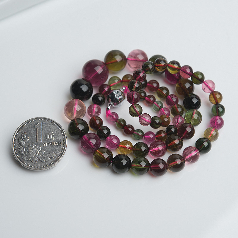 巴西天然彩虹碧玺项链-红掌柜