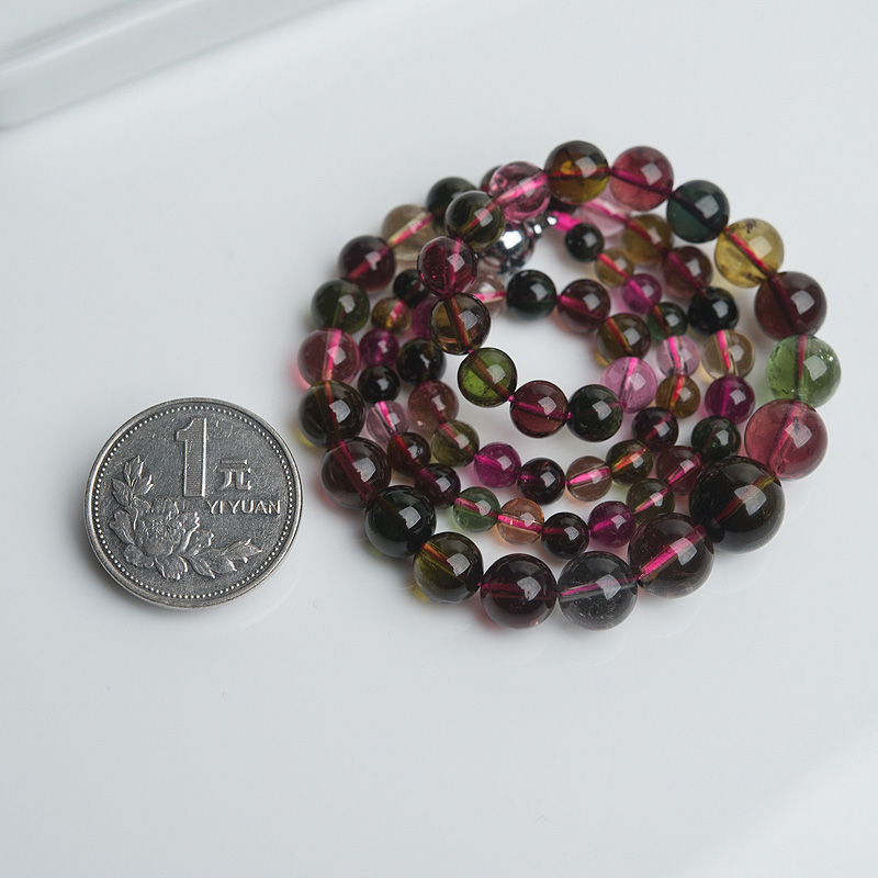 巴西天然彩虹碧玺项链-红掌柜