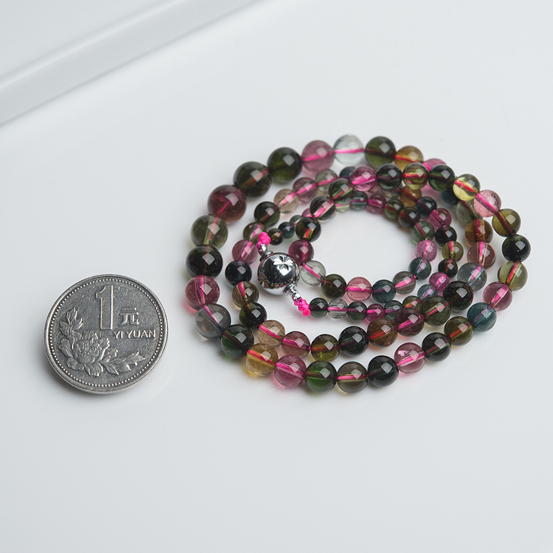 巴西天然彩虹碧玺项链-红掌柜