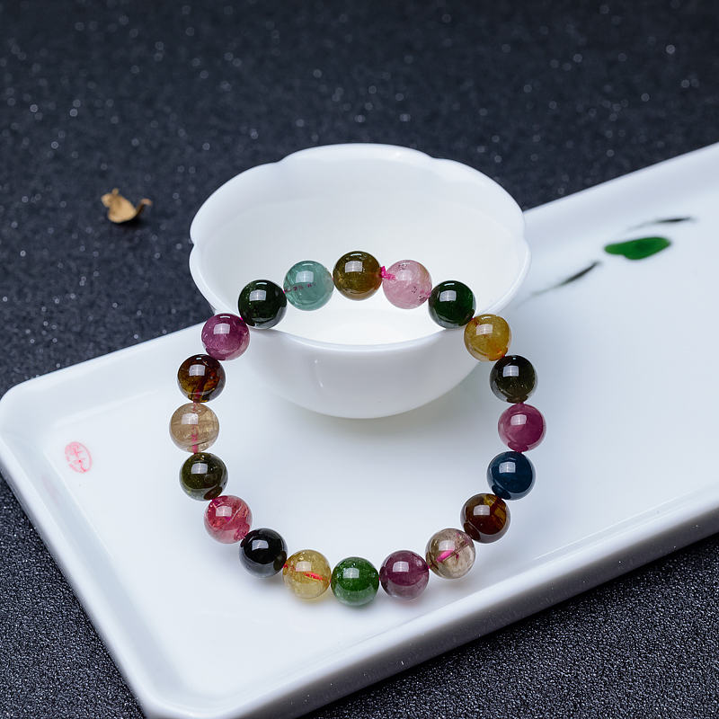 9.5mm碧玺单圈手串-红掌柜